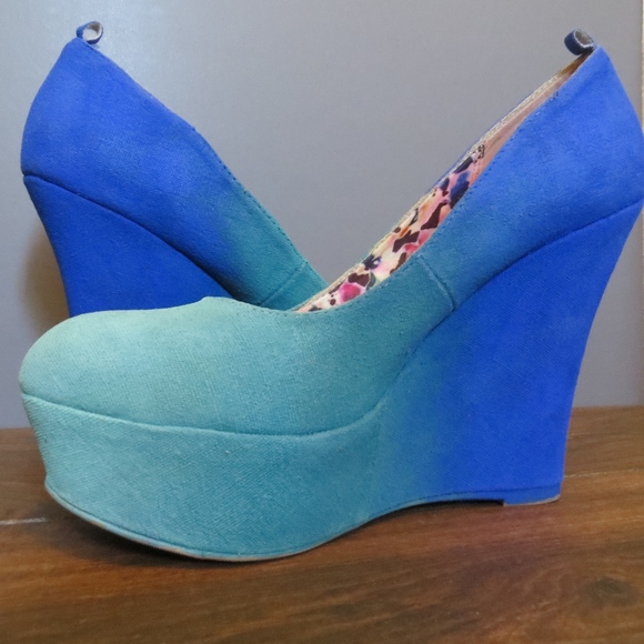Madden Girl Shoes - Teal Blue Ombre Wedges